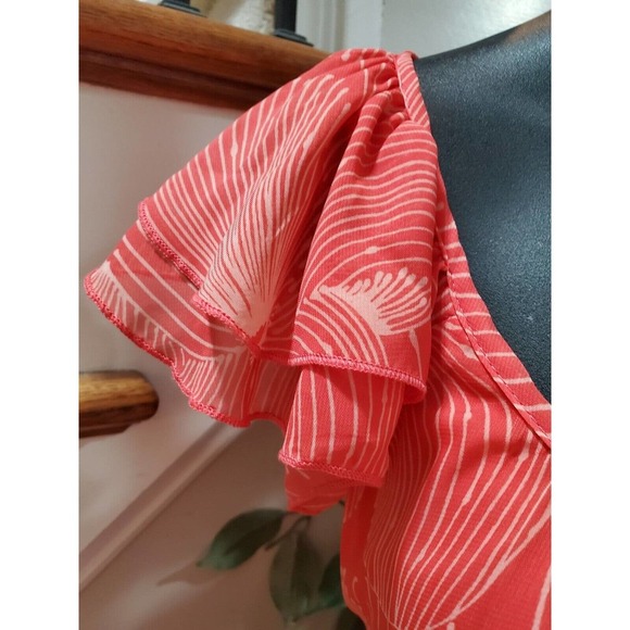 Maurices Womens Red Floral Polyester Round Neck Short Sleeve Long Maxi Dress XL - Picture 3 of 15